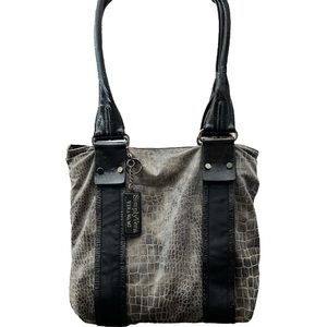 Simply Vera Wang Y2K Silver Alligator Skin Tote/Bag (27” long w/ 13” straps)
